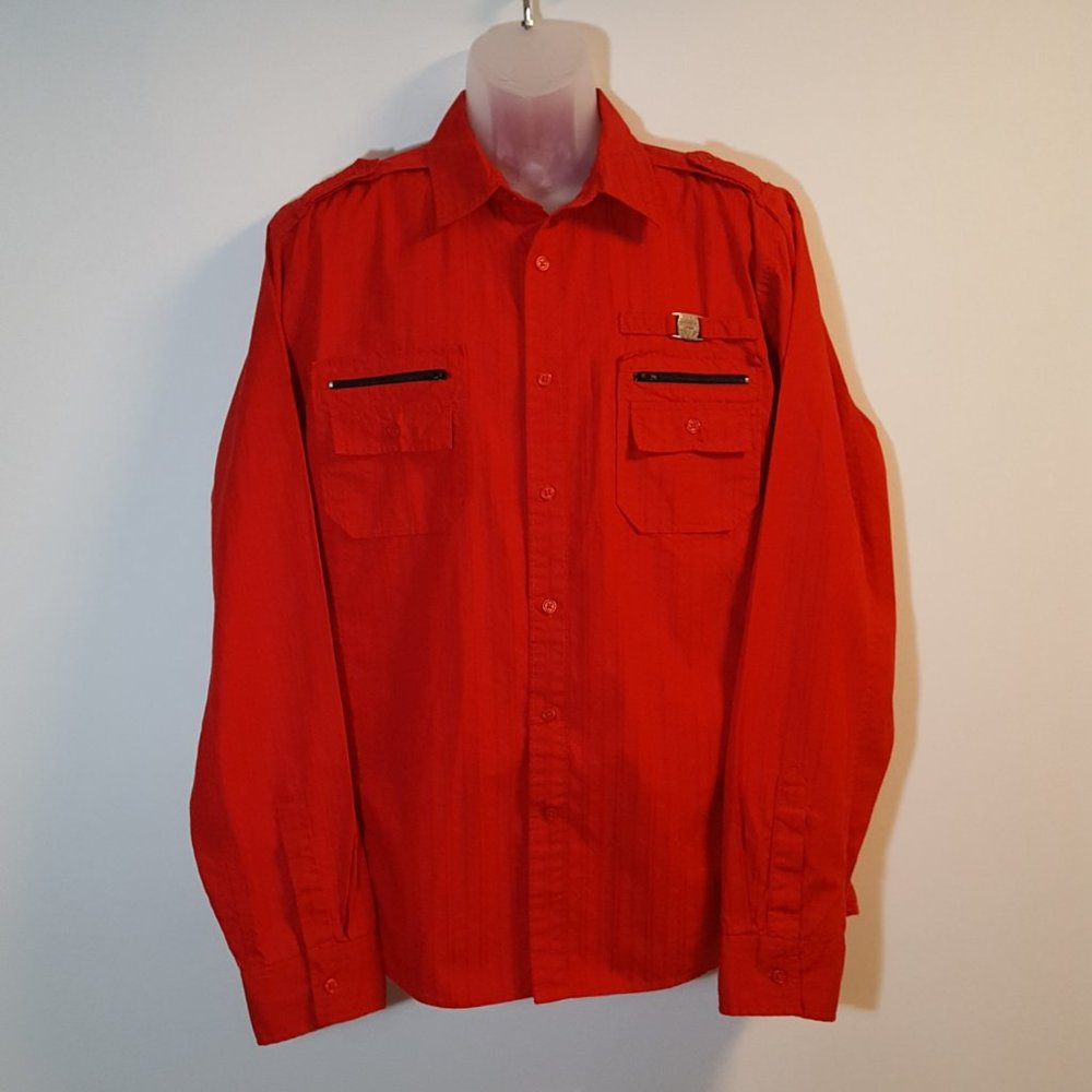 Guess Red Long Sleeve Shirt, Size: XL